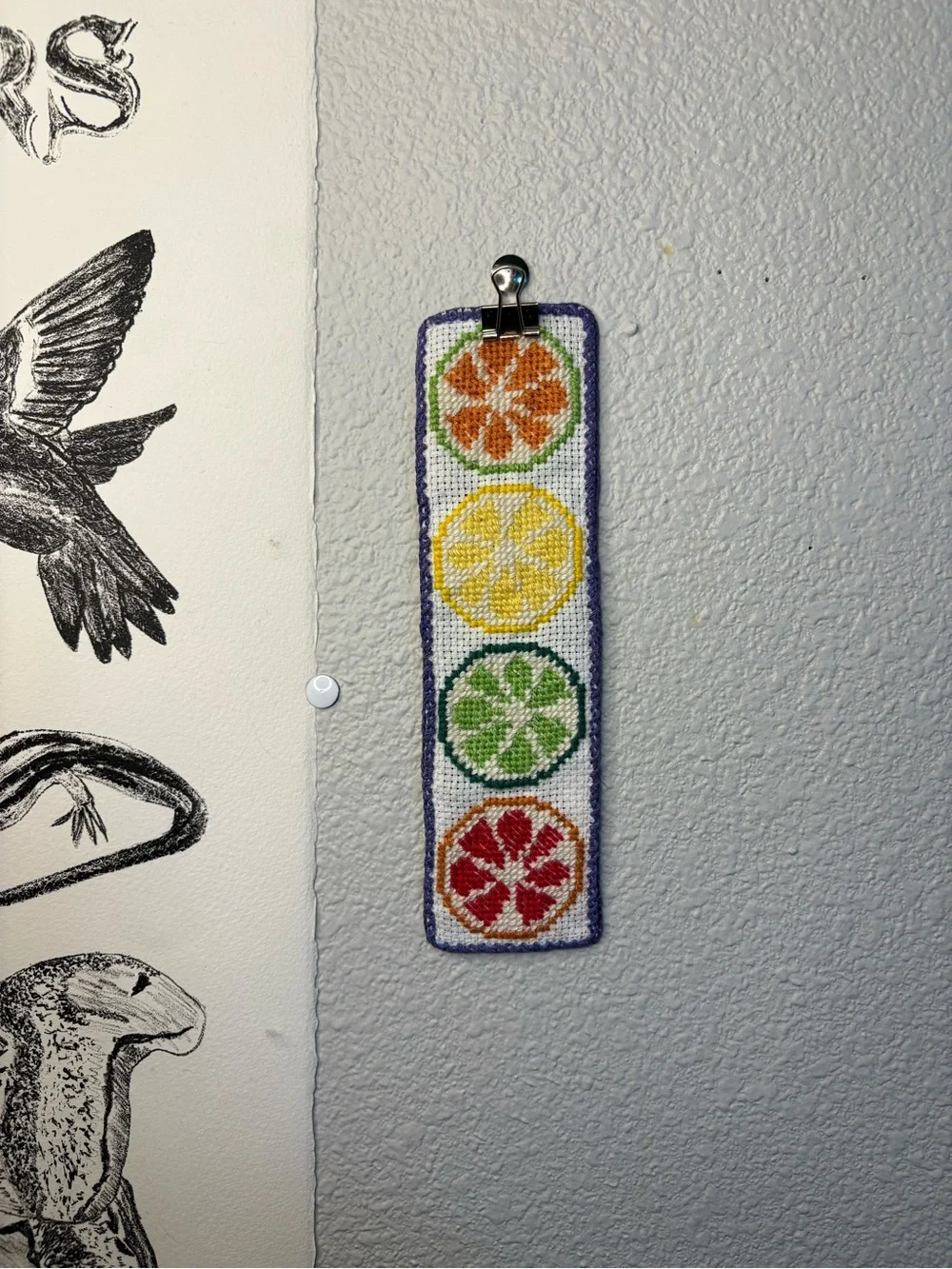 Handmade Embroidered Citrus Bookmark